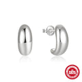 925 sterling silver C-shaped ringstud earrings with electroplated gold finish geometric stud design