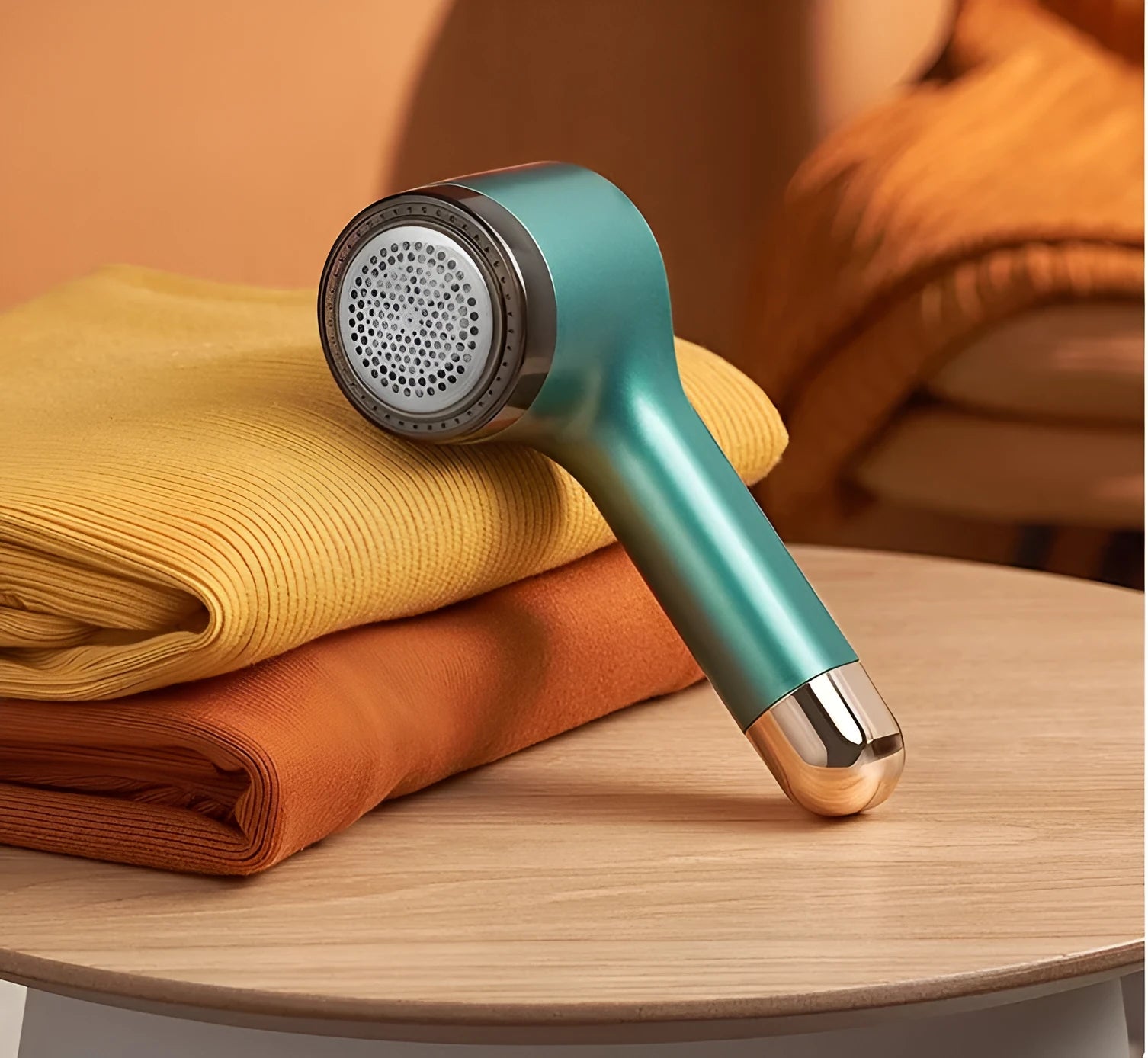 Hair ball trimmer with USB charging port and stainless steel cutting net in selected colour