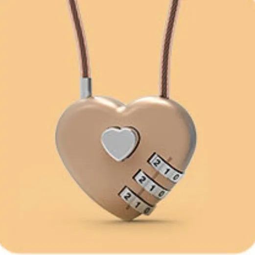 Heart shaped ABS plastic bike lock with steel cable in multiple colour options
