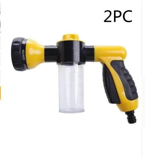 Green high-pressure foam spray gun with adjustable nozzle for car washing and garden use