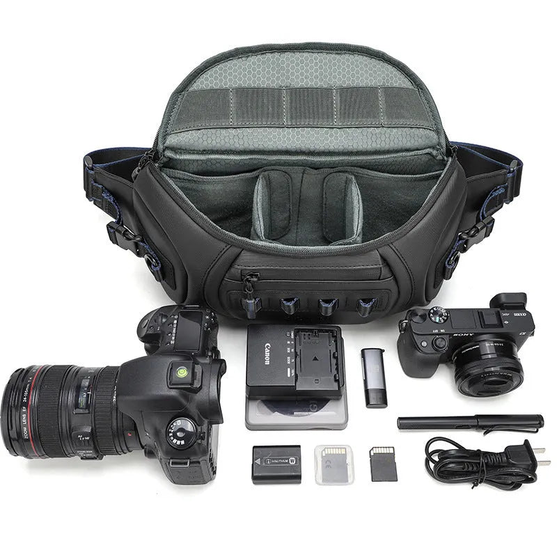 Oxford cloth waterproof camera shoulder bag in black, grey or green for DSLR and video cameras